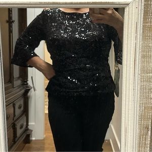 Beaded/Lace blouse- Black